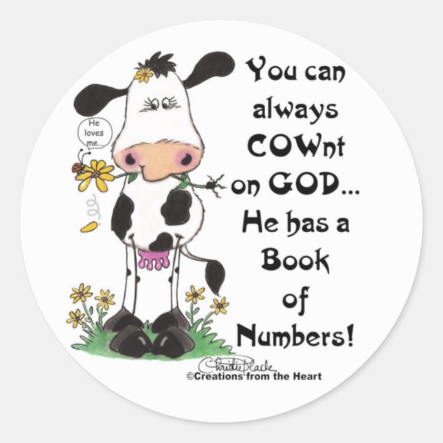 Cow and Ladybug COWnt on God Classic Round Sticker (Front)