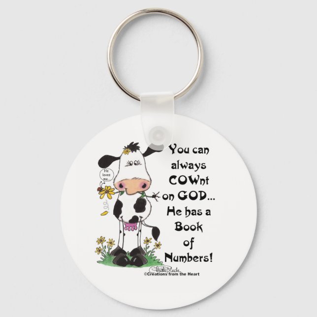Cow and Ladybug COWnt on God Key Ring (Front)