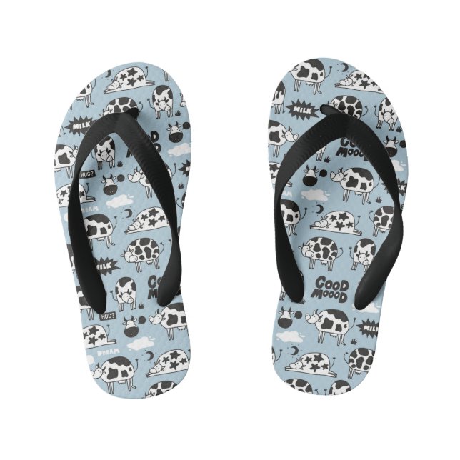 Cow and milk kid's jandals (Footbed)