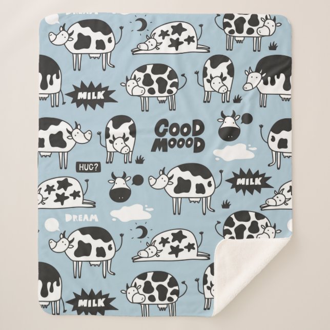Cow and milk sherpa blanket (Front)