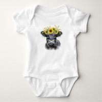 Cow and Sunflowers, highland cow