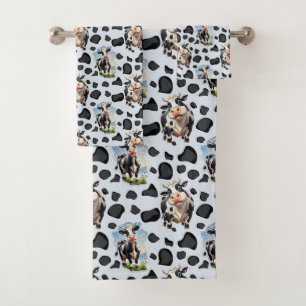 Cow Animal Pattern Design Bath Towel Set
