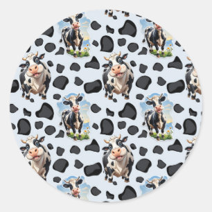 Cow Animal Pattern Design Classic Round Sticker