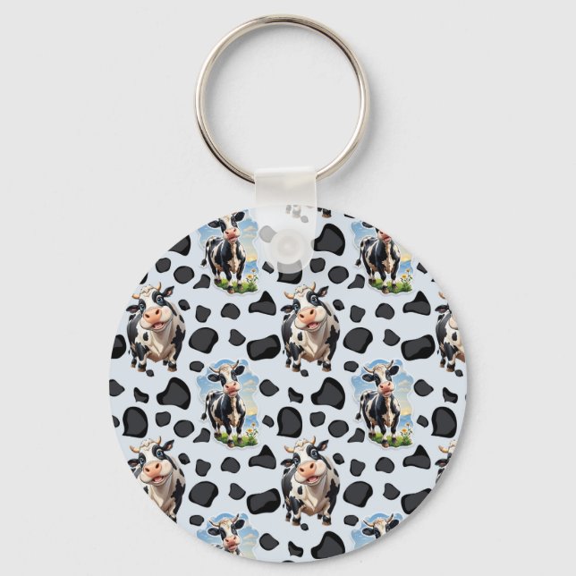 Cow Animal Pattern Design  Key Ring (Front)