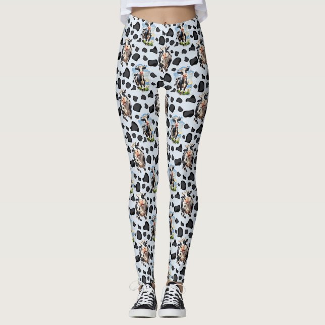 Cow Animal Pattern Design  Leggings (Front)