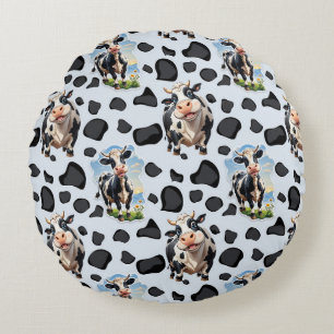 Cow Animal Pattern Design Round Cushion