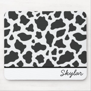 Cow Animal Print Custom Cursive Name Mouse Pad