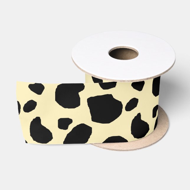 Cow Animal Skin Colour Pattern Design  Satin Ribbon (Spool)