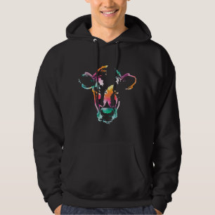 Cow Art Head Gift Watercolor Hoodie