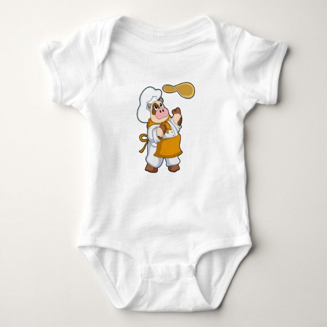 Cow as Cook with Dough Baby Bodysuit (Front)