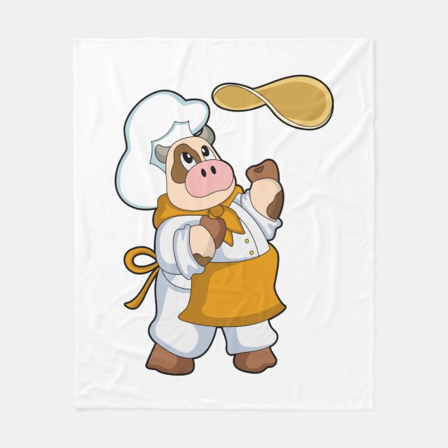 Cow as Cook with Dough Fleece Blanket (Front)