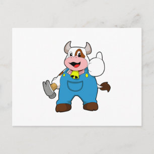 Cow as Craftsman with Hammer Postcard