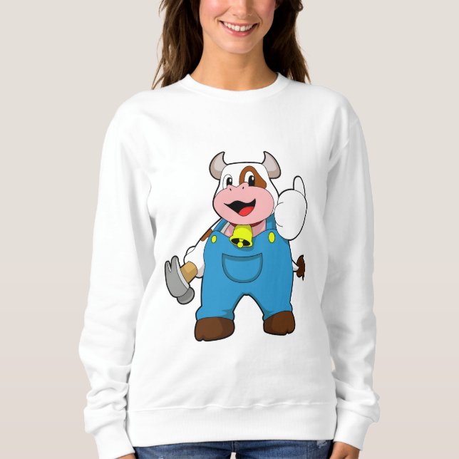 Cow as Craftsman with Hammer Sweatshirt (Front)