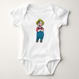Cow as Farmer with Hat Baby Bodysuit
