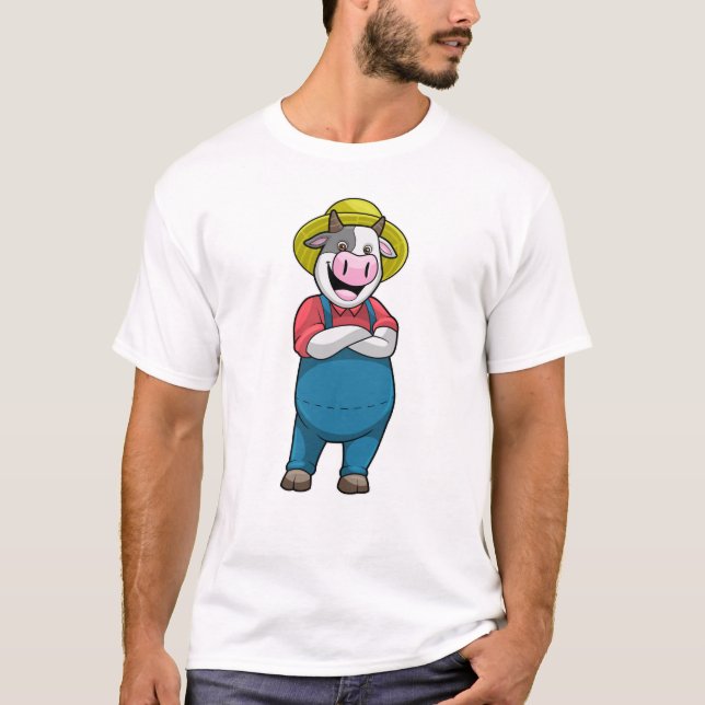 Cow as Farmer with Hat T-Shirt (Front)