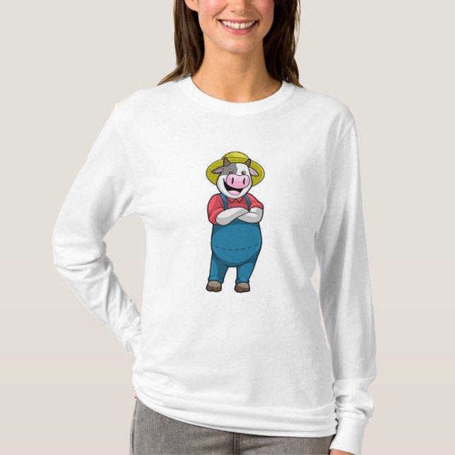 Cow as Farmer with Hat T-Shirt (Front)