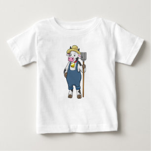 Cow as Farmer with Pitchfork Baby T-Shirt