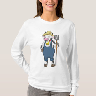 Cow as Farmer with Pitchfork T-Shirt