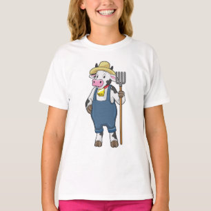 Cow as Farmer with Pitchfork T-Shirt