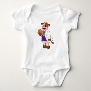 Cow as Nurse with Book Baby Bodysuit