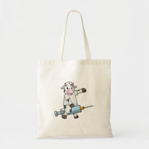 Cow as Nurse with Heart & Syringe Tote Bag