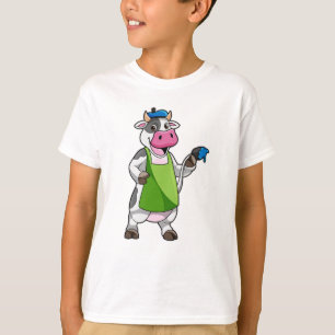Cow as Painter with Paint & Apron T-Shirt