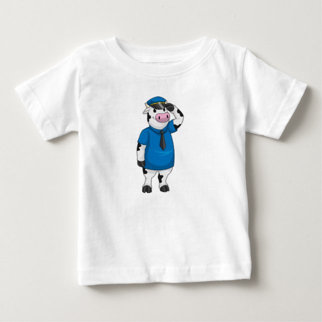 Cow as Police officer with Police hat Baby T-Shirt (Front)