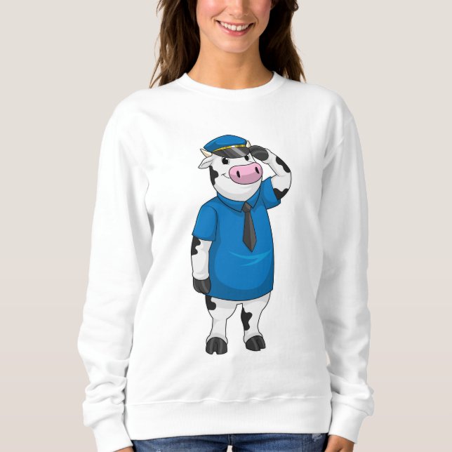 Cow as Police officer with Police hat Sweatshirt (Front)