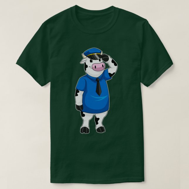 Cow as Police officer with Police hat T-Shirt (Design Front)