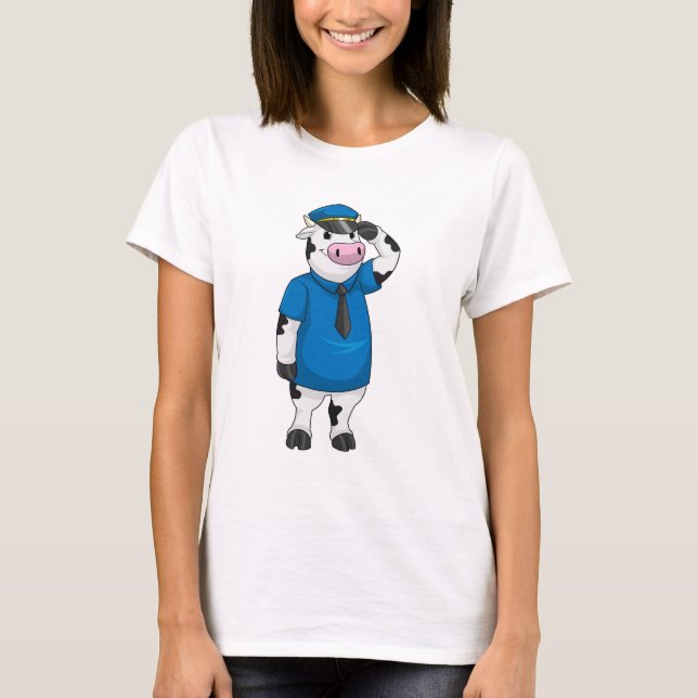 Cow as Police officer with Police hat T-Shirt (Front)
