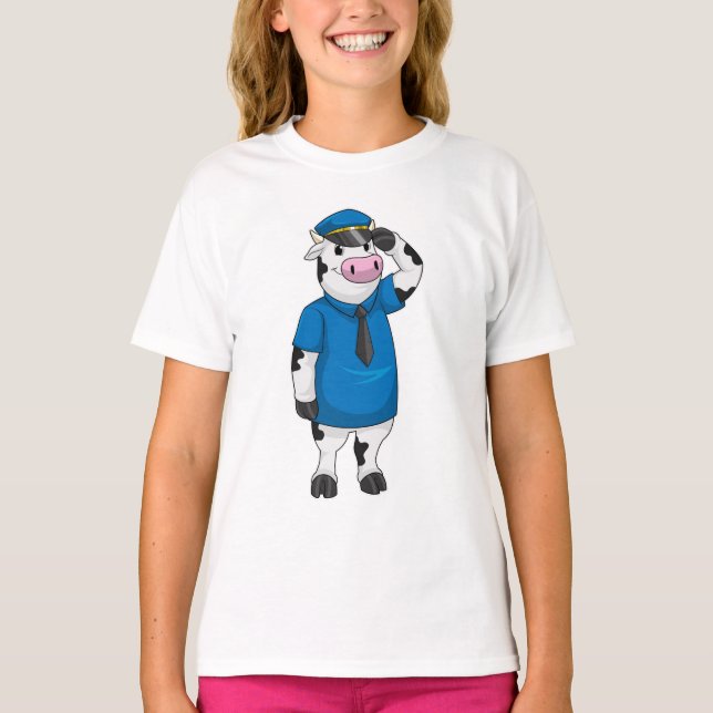 Cow as Police officer with Police hat T-Shirt (Front)