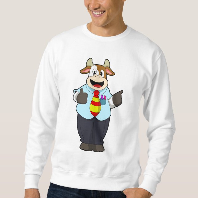 Cow as Teacher with Tie Sweatshirt (Front)
