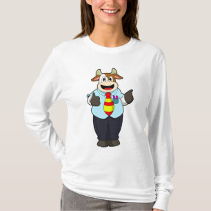 Cow as Teacher with Tie T-Shirt