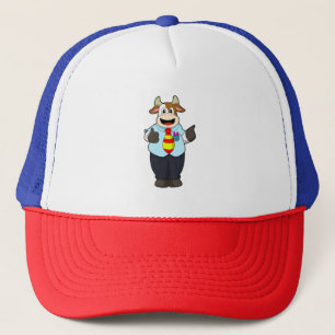 Cow as Teacher with Tie Trucker Hat