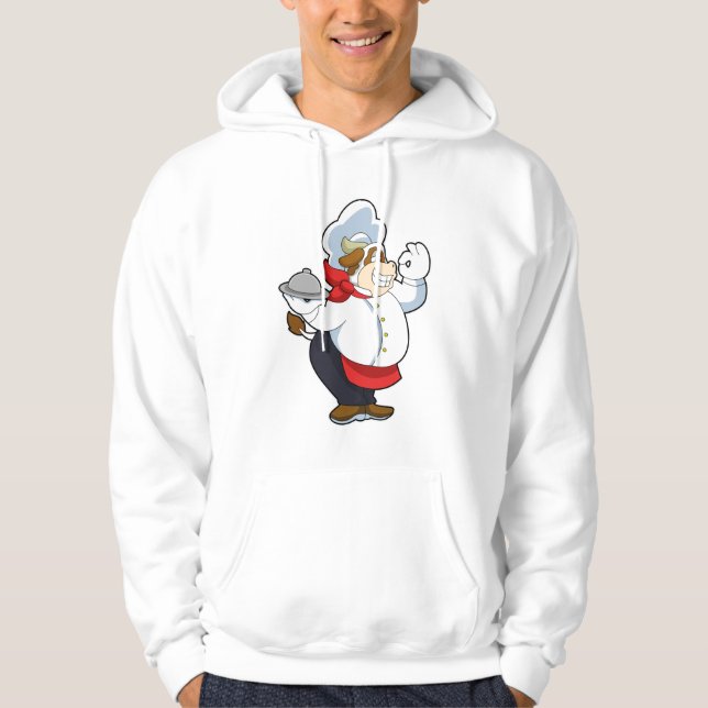 Cow as Waiter with Serving plate Hoodie (Front)