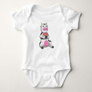Cow at Poker with Poker cards Baby Bodysuit