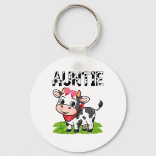 Cow Auntie Birthday Family Matching Girl Boy Farm Key Ring