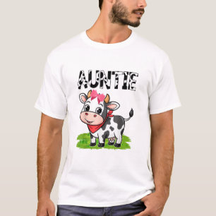 Cow Auntie Birthday Family Matching Girl Boy Farm  T-Shirt