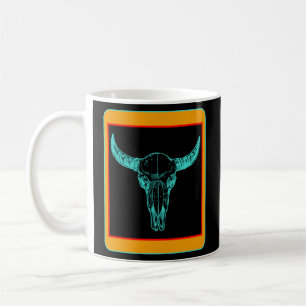 Cow Aztec Cow Skull Turqoise Cow Fan Farm Animal Coffee Mug
