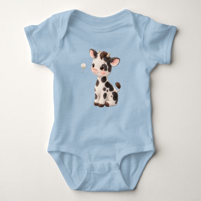 Cow Baby Bodysuit – Cute Spotted Farm Animal (Front)