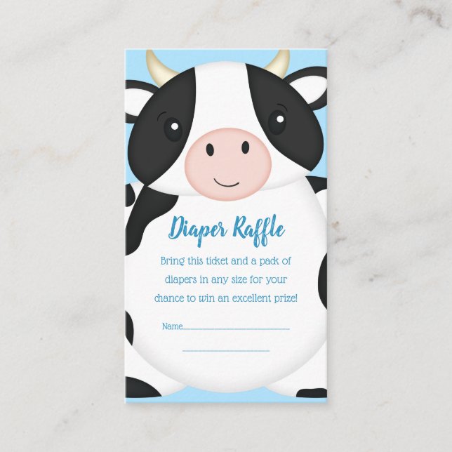 Cow Baby Shower Blue Enclosure Card (Front)