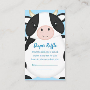 Cow Baby Shower Blue Enclosure Card