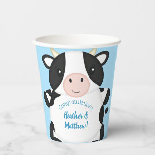 Cow Baby Shower Blue Paper Cups
