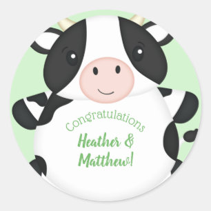 Cow Baby Shower Farm Classic Round Sticker