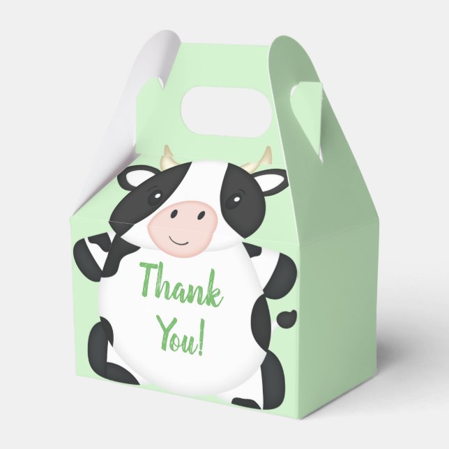 Cow Baby Shower Farm Favour Box (Front Side)