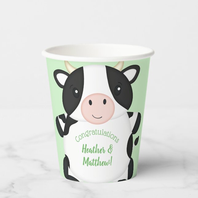 Cow Baby Shower Farm Paper Cups (Front)