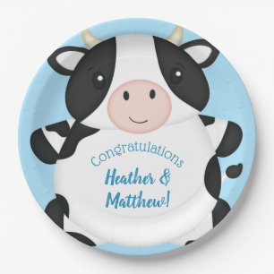 Cow Baby Shower Farm  Paper Plate