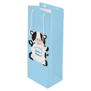 Cow Baby Shower Farm Wine Gift Bag