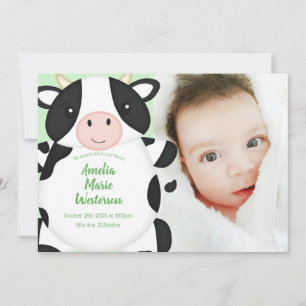Cow Baby Shower Green Invitation