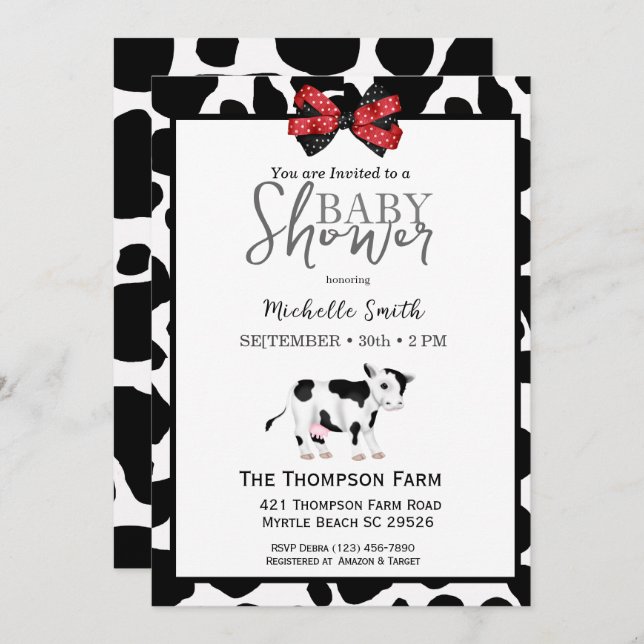 Cow Baby Shower Invitation (Front/Back)